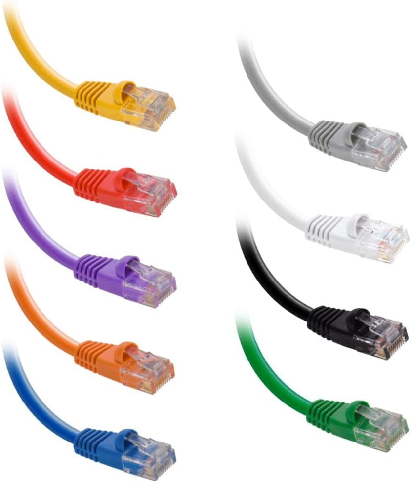 CAT6 Cable UTP Booted 100 FT 5 Pack | 10Gbps Ethernet