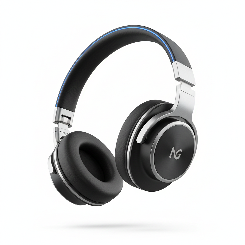 Premium over-ear headphones in sleek black and silver