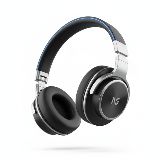Premium over-ear headphones in sleek black and silver